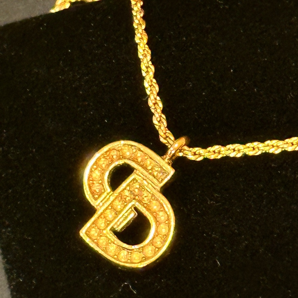 Dior Gold Monogram Pendant Necklace
